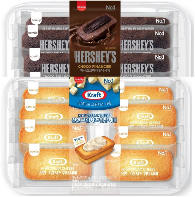 삼립 진한크림휘낭시에8입+허쉬초코퍼지휘낭시에8입, 400g, 1개