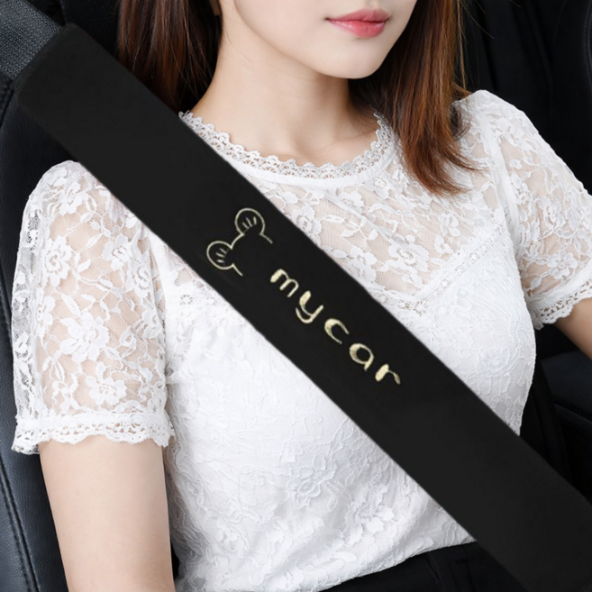 도다인몰 롱사이즈 75cm 부드러운 벨벳 안전벨트 커버, 2개, 블랙