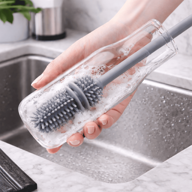 래디안트 안심소재 실리콘 병 세척솔 2P 세트, 그레이, 1세트