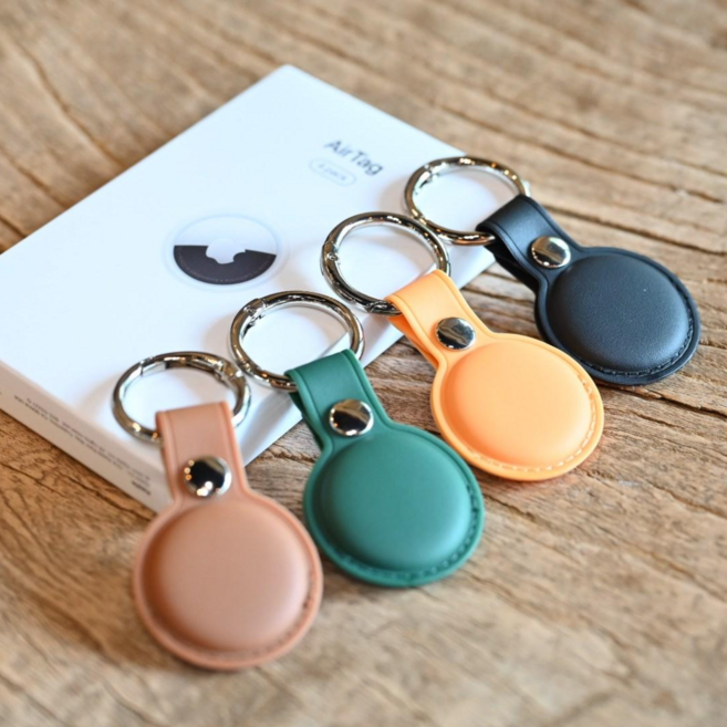 [카렐로] 애플 Airtag 실리콘 가죽 에어태그 케이스, 1개, Black