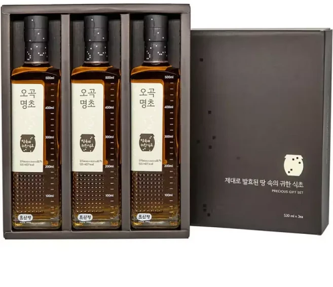 초산정 오곡명초 520ml x 3병 발효식초 오곡초 전통식초, 1개