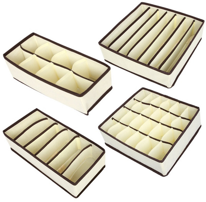 접이식 옷장 다용도 칸막이 정리함 [그레이 베이지] 6칸 7칸 8칸 24칸 여자 여성 남자 남성 언더웨어 넥타이 속옷 양말 벨트 패브릭 칸칸이 서랍 서랍용 보관함 수납함, 1개, 베이지-6칸(33cm*16cm*10cm)