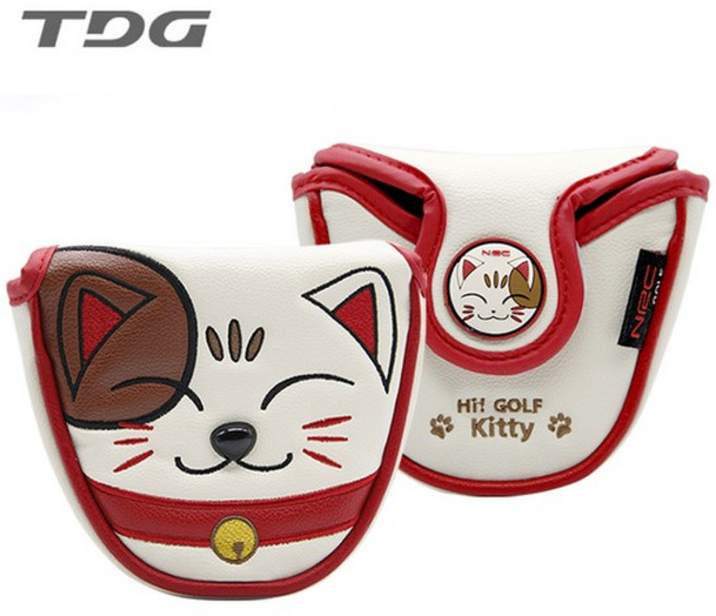 Hi Lucky Kitty 럭키 키티 골프 헤드 커버 퍼터 말렛, 없음, 1개