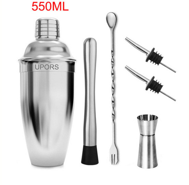 UPORS 칵테일 셰이커 550ml750ml 스테인레스 스틸 와인 마티니 보스턴 셰이커 믹서 바 파티 바텐더 도구 바 액세서리, [14] 550ML 6PCS
