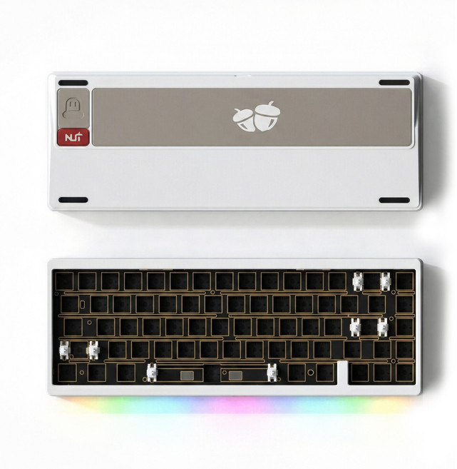 Nut65 베어본 KIT 풀알루미늄 볼캐치 마그네틱 커넥터 유무선 3모드 기계식키보드, 화이트