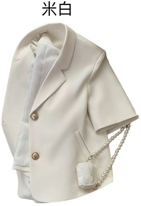 休閒短袖西裝外套 黑色 S 尺寸