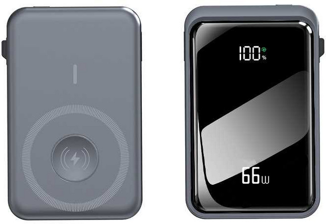 RYZO 66W 고속충전 20000mAh 대용량 보조배터리 자석 무선충전 항공기 반입 가능, 블랙, 1개