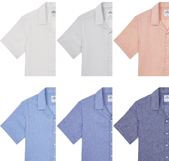 어반트 코튼린넨 오픈카라 반팔셔츠 다림질 필요없는 구김없는셔츠