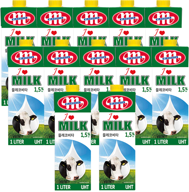 믈레코비타 아이러브밀크 1.5% 저지방 멸균우유, 1L, 12개