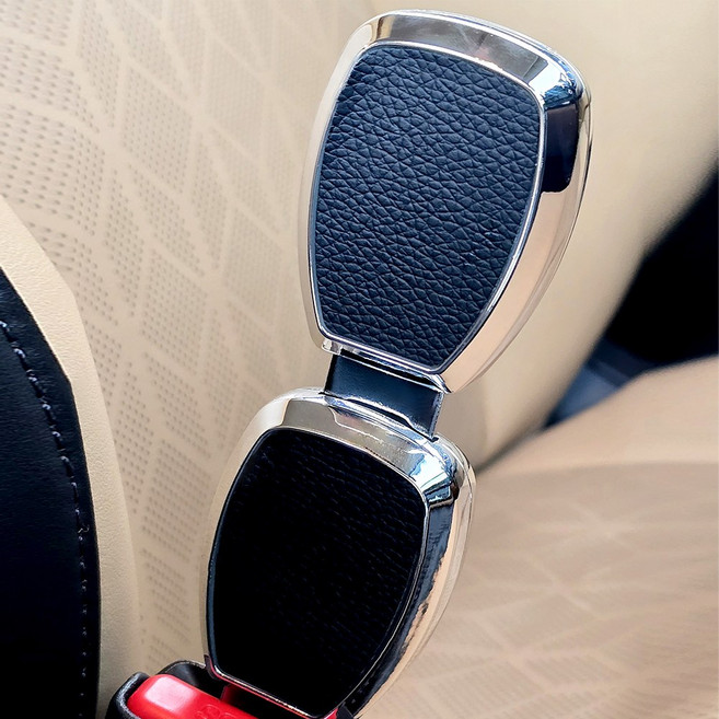 블루홀스 프리미엄 나파 가죽 차량 안전벨트 연장 클립, 2개, 딥 블랙