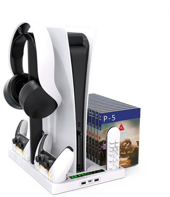 PS5 다기능 멀티 충전스탠드 듀얼센스 쿨링거치대, HBP-271 화이트, 1개