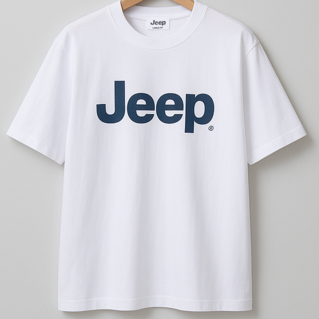 지프 남녀공용 로고 반팔티 - 세미 오버핏 cp소재 리뉴얼원단 통기성 내구성 우수