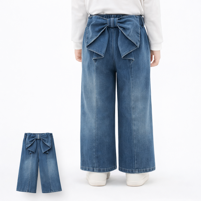 여아 아동 와이드 청바지 키즈 루즈핏 데님팬츠 빈티지 컷팅