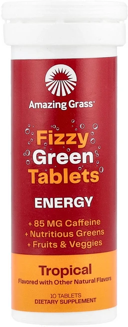 Amazing Grass Fizzy Green Tablets Energy Tropical 10 Tablets, Amazing Grass, Fizzy Green Tab, 1개 - 쿠팡