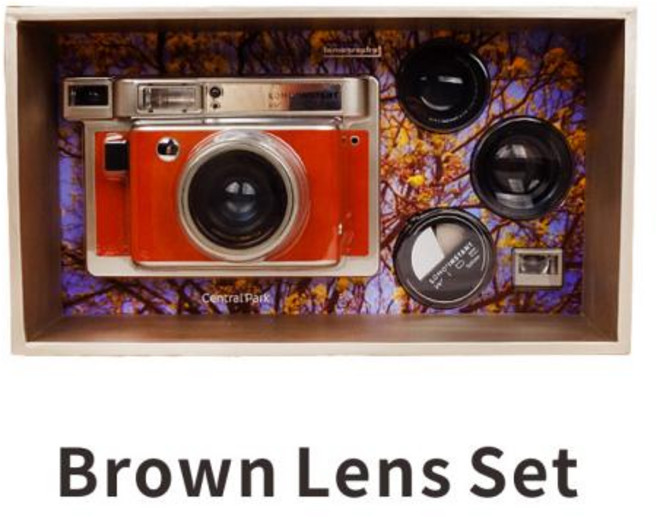 폴라로이드 즉석 필름 카메라 lomography lomo39인스턴트 와이드 블랙화이트브라운 와 렌즈, 브라운 렌즈 세트, 1개, Brown Lens Set