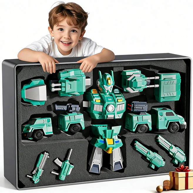 SUUNI 변덕스러운 자흡변형 로봇 공학 소방차 어린이 장난감 남자 어린이 생일 선물, 1세트, 녹색