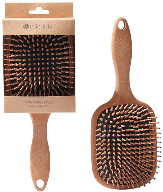 S백화점입점 헤어 브러쉬 두피마사지 빗 패들 쿠션브러쉬 머리빗 원목 나무 쿠션 빗, 1개, 브라운