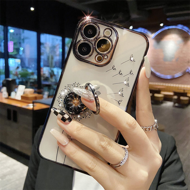 아이폰13케이스 럭셔리 휴대 전화 케이스 투명 iPhone13ProMax, 블랙, 1개