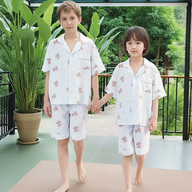 캐리루시 아동 주니어 굿나잇 찰랑 레이온 카라 잠옷세트