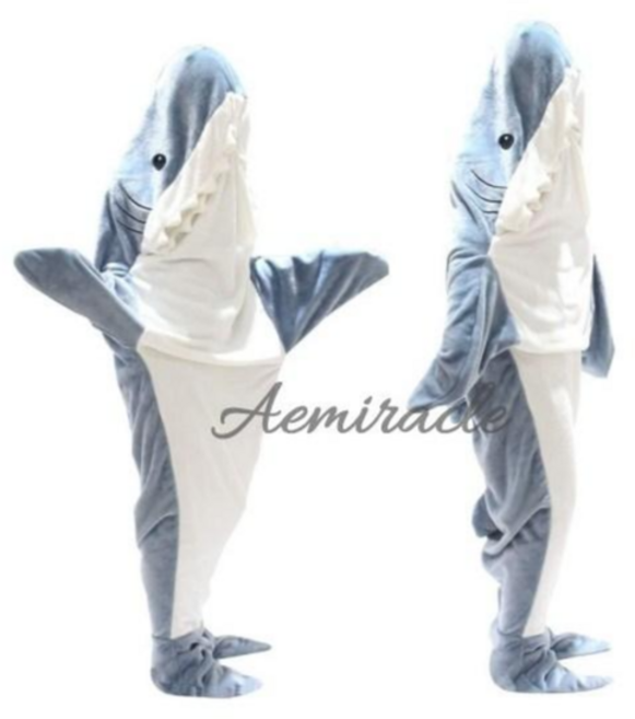 상어 침낭 담요 캠핑 여행 기숙사 겨울 양면 두꺼운 감성 귀여운 입는담요 후드담요 상어잠옷