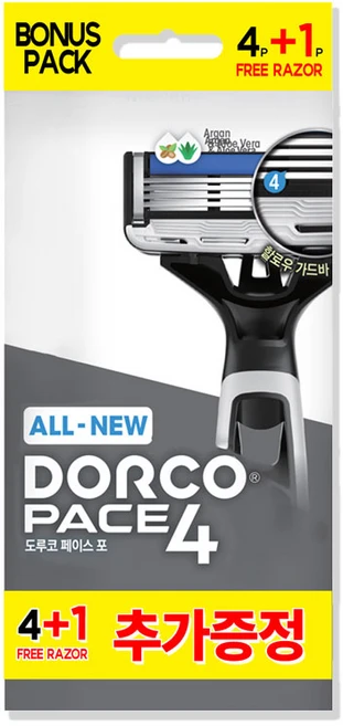 도루코 ALL NEW 페이스4 4중날 일회용 면도기 5p x 4개(총 20개), 5개입, 4개 - 쿠팡
