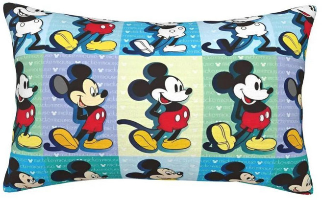 미니 마우스 만화 미키 베개 커버 인쇄 패브릭 쿠션 장식 홈 지퍼가, 1개, 7. 7 / C. 16x24in 60x40cm