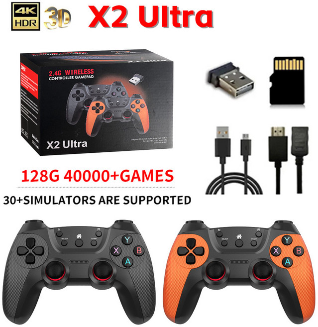 PYHO 휴대용 4K 레트로 게임기 TV/모니터/빔프로젝터 연결 가능 20000개 게임 최고의 선물, X2Ultra