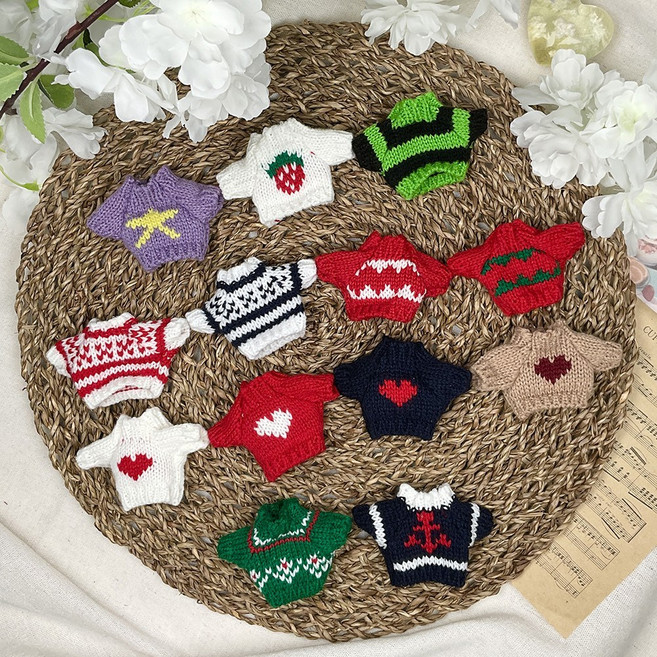 모루인형 옷 바지 니트 소품 꾸미기(10cm 20cm), 1개, 블루 체크바지, 1개