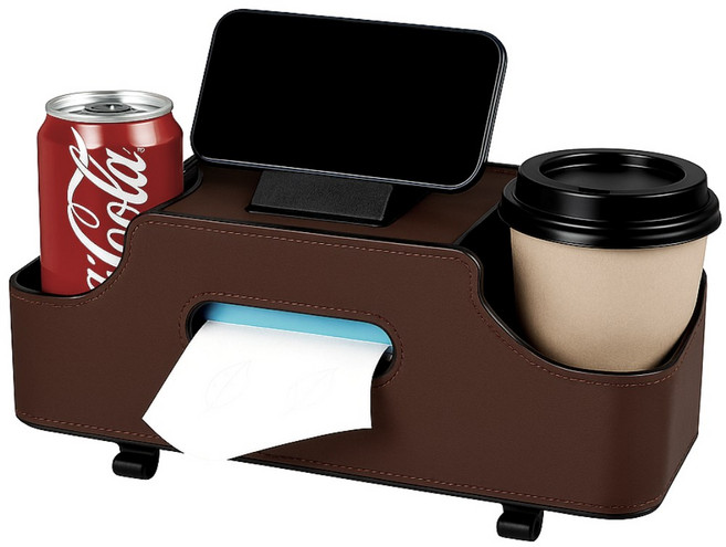 루다앙 차량용 수납 포켓 수납함 컵홀더 뒷자석, 모카 브라운, 1개