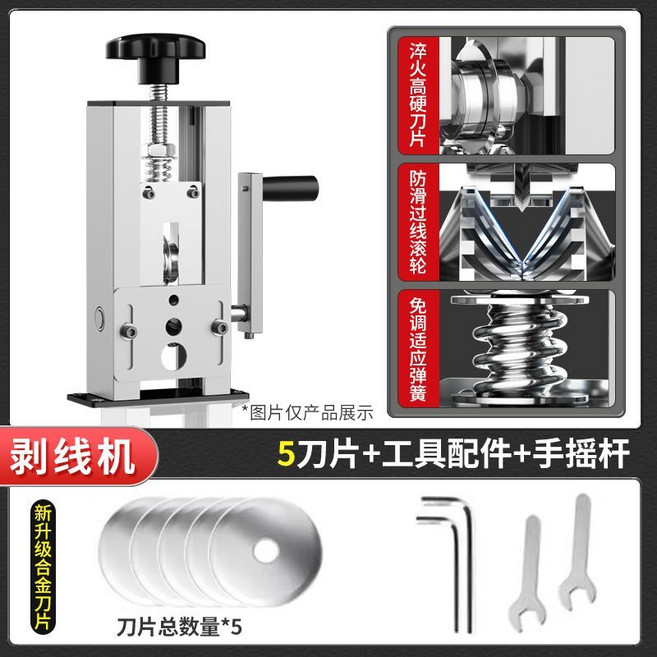 手搖剝線機, 1個, 鐵鋁銀色款(手動/電鉆)共6刀片, 鐵鋁銀色款(手動/電鉆)共6刀片