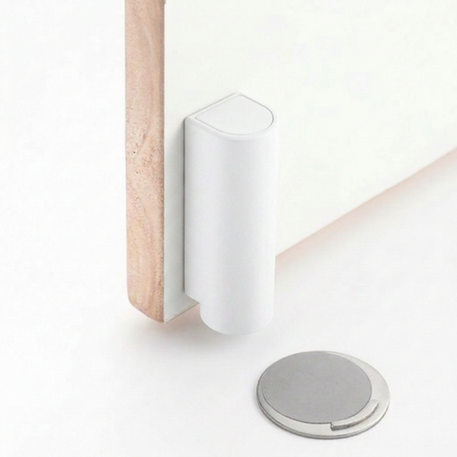우디젠트 현관문 방문 초강력 자석 무타공 도어스토퍼, 화이트, 1개
