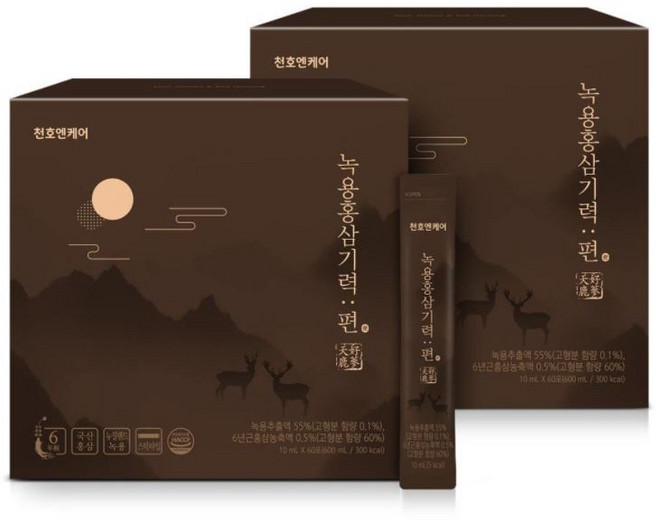천호식품 녹용홍삼기력:편 10ml x60포 녹용 진액 즙 엑기스 선물세트 명절선물 천호엔케어, 300개