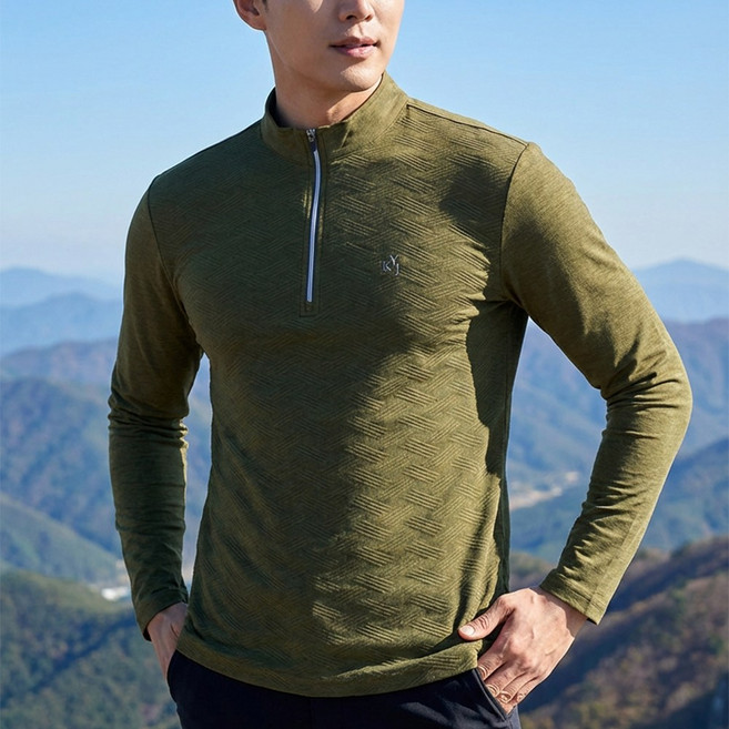 김영주골프 남성 간절기 긴팔 집업 아트 소로나 집업 티셔츠 반목 아웃도어 스판 1124