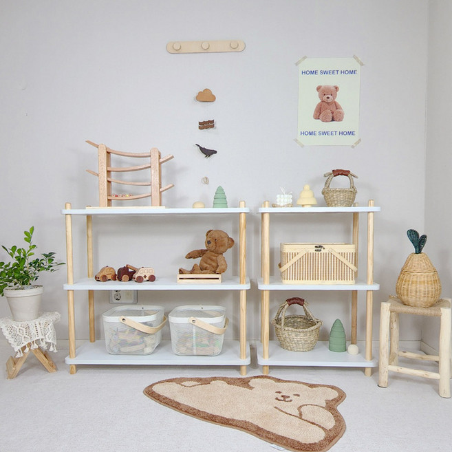 심플룸 데이 교구장 아기 유아 교구 선반 선반장 원목, 2단