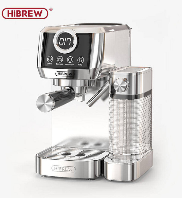 가정용 커피머신 HiBREW 반자동 에스프레소 카푸치노 라떼 커피 머신 자동 우유 거품 그라운드 스테인리스 스틸 H13A 3 in 1, 영국, 옵션01) H13A
