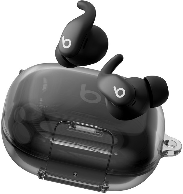 Beats Powerbeats Fit 투명 케이스용 낙상방지 안전 잠금 이어폰 케이스, 투명 블랙 케이스, 1개