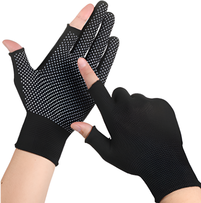 오더박스 낚시 반코팅 안전작업 장갑, 12세트, 블랙 투 핑거 (헬스,운동,라이딩,배달)