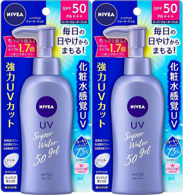 NIVEA 자외선차단 슈퍼 워터젤 선크림 SPF50 PA+++본품 140ml, 140g, 2개