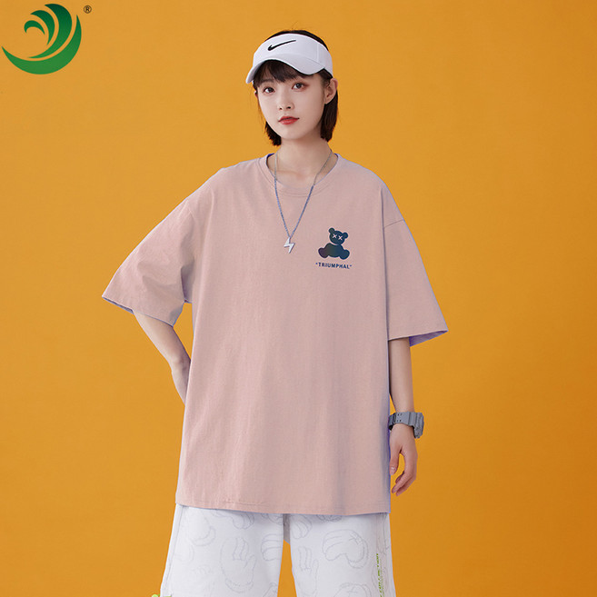 여성복 메인라인 봄여름 커플 티셔츠 여 루즈핏 곰돌이 반사 반팔 캐주얼 반팔