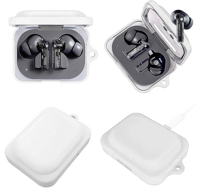 투명 이어폰 케이스 Nothing Ear a 충격 방지 보호 키체인 헤드폰 박스 스킨 커버, White, 1개