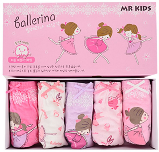 물랑루즈 아동팬티 발레리나 여아 삼각팬티 5매입