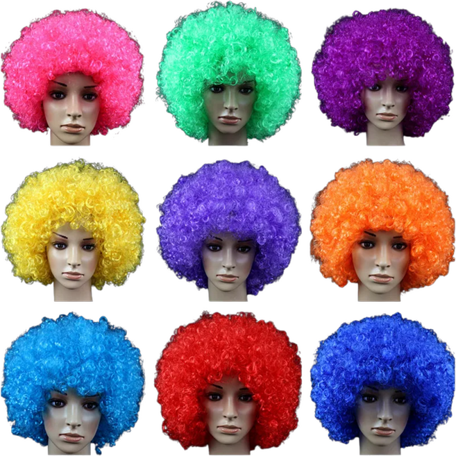 뽀글이 가발 축제 무대소품, 일반, 1개, 화이트