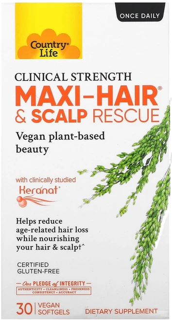 Country Life Maxi-Hair & Scalp Rescue 임상 검증된 효능 베지 소프트젤 30정, Country Life Maxi-Hair & Sc..., 1개 - 쿠팡