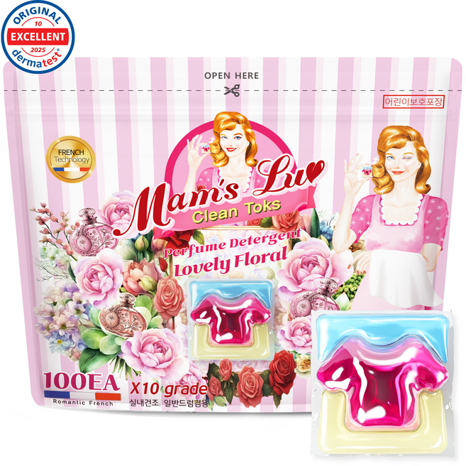 맘스럽 클린톡스 10배고농축 국내산기술력 특대용량 캡슐세제 프로방스 실내건조형 프리미엄 프랑스고급향수 타입, 1개, 100개입