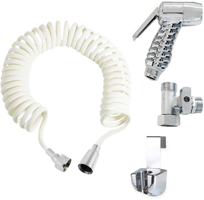 한솔 욕실 스프링호스 5M 변기청소건 4종 세트, 1개, 혼합색상