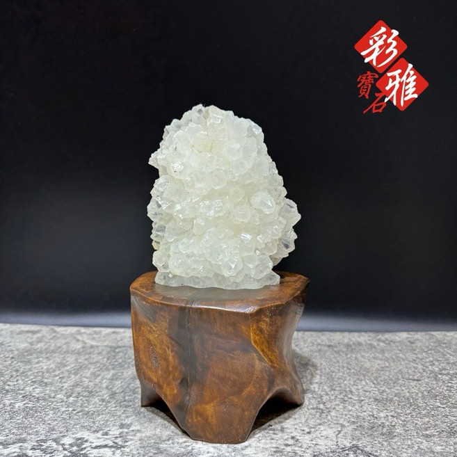 《彩雅寶石精品》白水晶原礦含木座 - 消磁利器