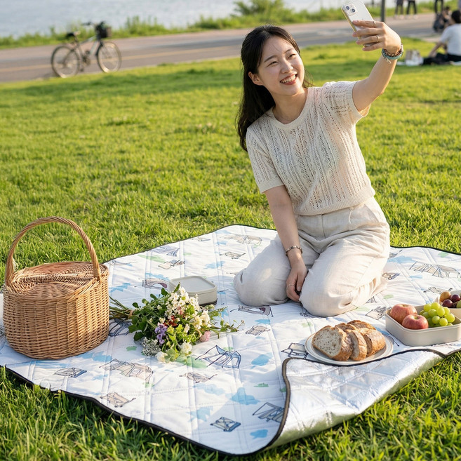 만자천홍 방수 방습 피크닉매트 휴대용, 텐트A
