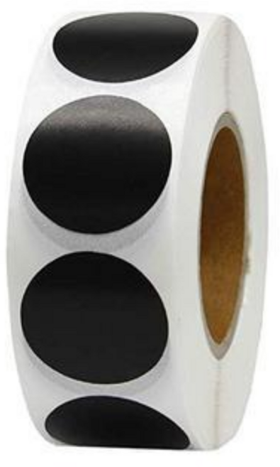 원형 칼라 스티커 8색 2.5cm /1000ps, 1개, 블랙/1000P