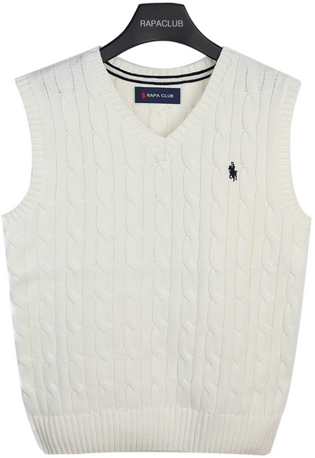 라파클럽 아동/주니어 브이넥 꽈배기 니트 조끼