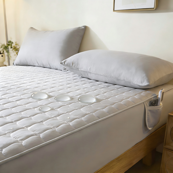 아리엘노 누빔 침대패드 고정밴드형 방수 매트 수납포켓포함, 그레이